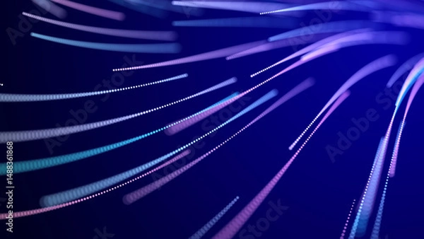 Fototapeta Abstract background of moving lines. Information space strip. Big data visualization. 3d rendering