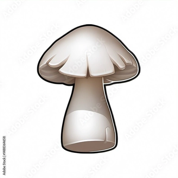 Fototapeta Mushroom Game Icon – Edible Fungi Vector for Mobile Game UI, Flat Game Assets, and Isometric Cooking or Nature Game Inventory