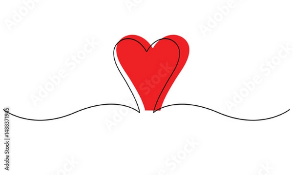 Fototapeta Vector continuous one simple single abstract line drawing of love concept of celebration