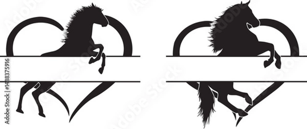 Obraz Horse Heart, Horse Split Name Frame, Horse Monogram Cut File, Horse Love