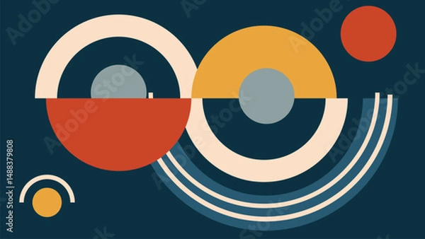 Fototapeta Dynamic Retro Circle Illustration Background