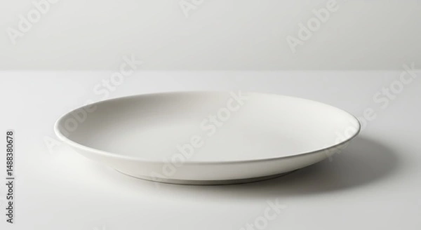 Fototapeta Elegant white ceramic bowl softly lit against a bright background. AI Generated