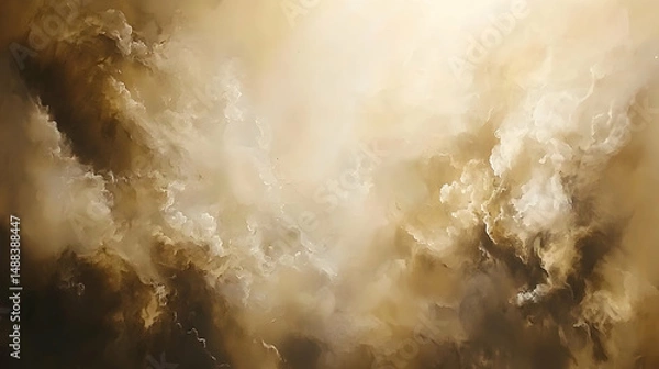 Fototapeta Golden hour cloudscape, dramatic sky, atmospheric background, peaceful scene, ideal for website headers