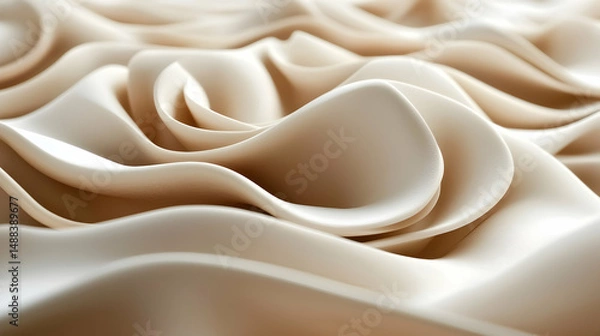 Fototapeta Creamy beige abstract swirls texture background.  Perfect for website design or product packaging