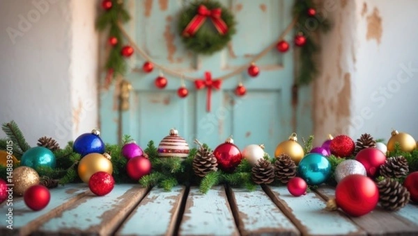 Fototapeta High Angle Objects for Christmas in July