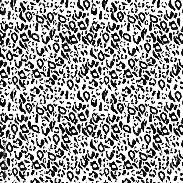 Fototapeta Leopard print seamless background pattern. Black and white. Animal skin pattern seamless.