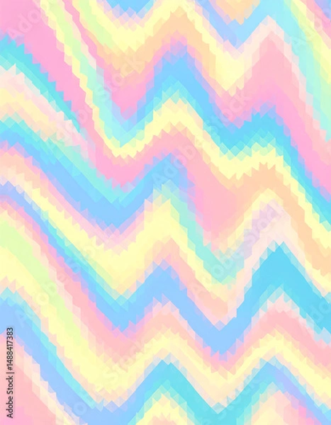 Fototapeta A vibrant, pastel-colored abstract pattern featuring zigzag shapes and a playful, soft aesthetic