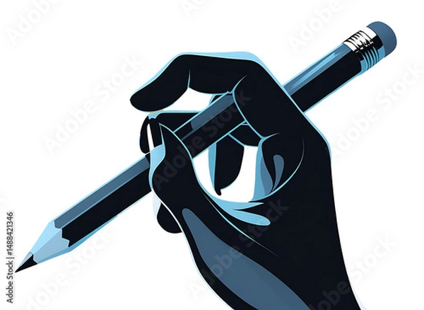 Obraz Set of hands with a pen in different positions. 