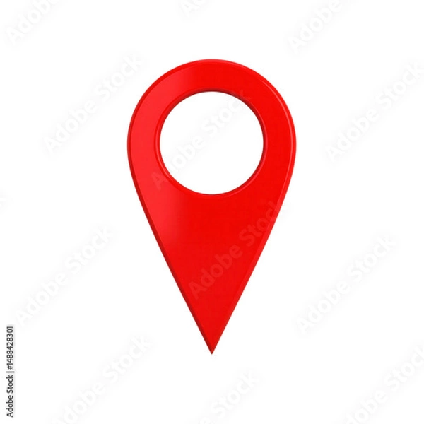 Fototapeta Red map pin marker with a circular cutout, commonly used for indicating a location or point of interest
