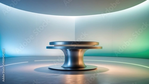 Obraz Backdrop for a futuristic product exhibition. A modern floating pedestal for showcasing, a stage for eco-friendly design.