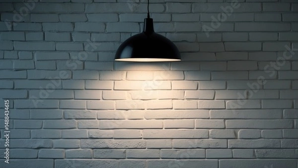 Obraz Urban loft with brick wall and mounted ceiling lamp