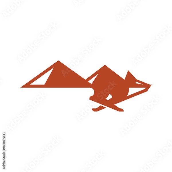 Obraz combination of mountains and jumping foxes logo vector