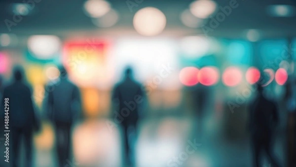 Fototapeta Abstract mall scene with blurred background and bokeh, suitable for retail design templates