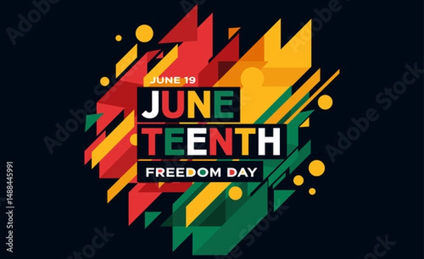 Fototapeta Juneteenth, Freedom day, geometric abstract banner 
background, card, poster, social media post, June 19, 
event, web banner, ads, blog post creative