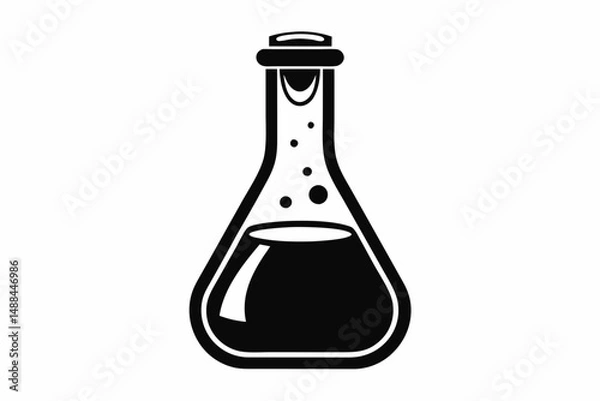 Fototapeta laboratory flask silhouette line art vector illustration with a white background