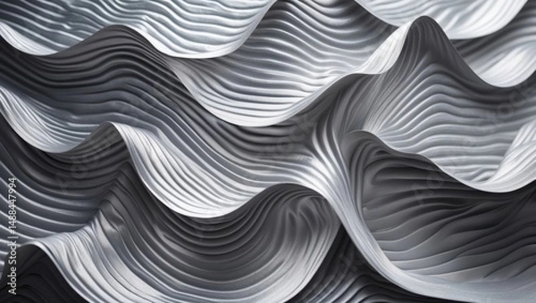Fototapeta Gray texture, a fresh sheet of creased structural surface serving as background