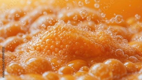 Fototapeta Carrot, Banana, Apple, and Sea Buckthorn Smoothies with Orange Juice Texture