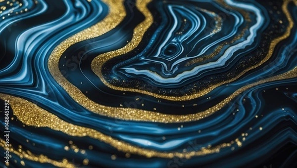 Obraz Marble swirls and agate ripples. Natural design. Abstract fantasy with golden dust. Unique and opulent. Agate backdrop.