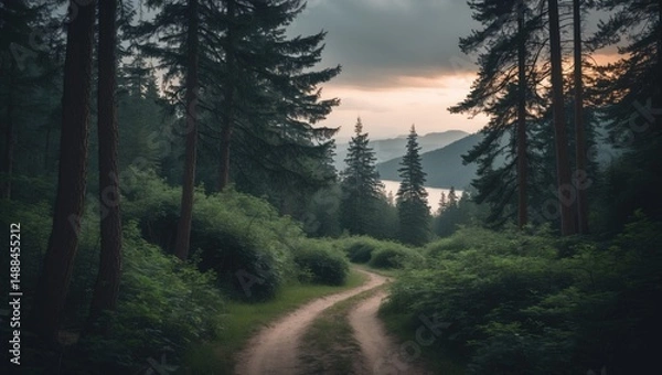Fototapeta Enjoying Vacation in Forests, Shorelines, and Mountain Vistas