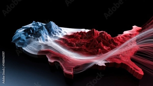 Fototapeta Abstract United States Map with Data Streams
