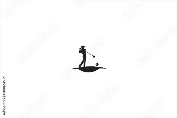 Fototapeta golf silhouette with a simple, understated design set against a white background
