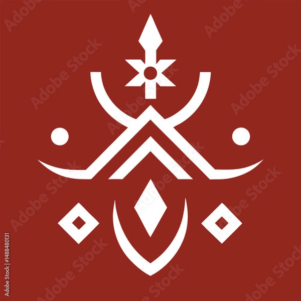 Fototapeta Vector illustration of nautical design elements with a shiny red compass star icon for web navigation