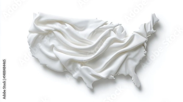 Fototapeta White Fabric Draped in the Shape of the United States Map
