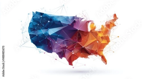Fototapeta Abstract Polygonal Map of the United States