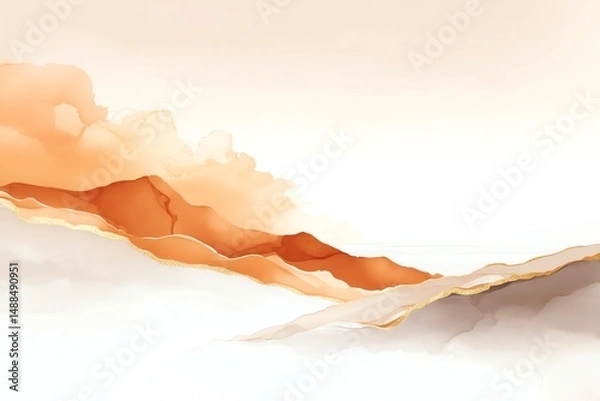 Fototapeta Abstract blend of earth tones creating a serene landscape with soft gradients. Perfect for adding a calming touch to any space, evoking warmth and tranquility.