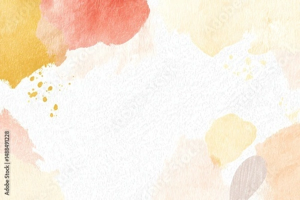 Obraz Abstract watercolor background with soft pastel tones, blending shades of red, orange, and yellow. Perfect for creative projects and design inspiration.