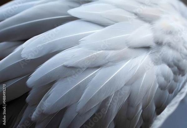 Fototapeta Feather texture - Soft gray and white overlapping pattern, natural plumage background