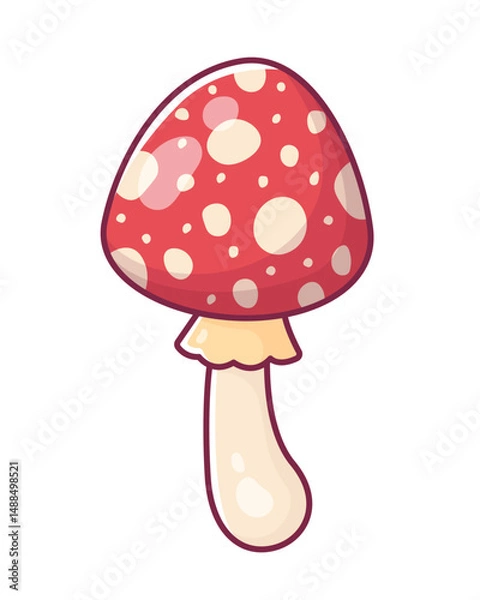 Obraz Cute cartoon mushroom. Hand drawing. Vector illustration