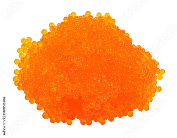 Fototapeta Tobiko flying fish roe close up isolated on transparent background