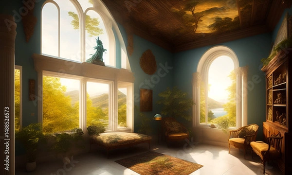 Fototapeta Surreal landscape ancient greece analog style. Generative AI	
