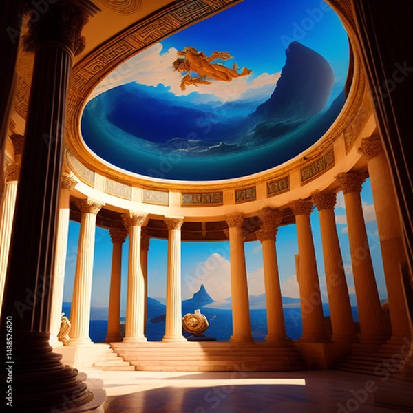Fototapeta Surreal landscape ancient greece analog style. Generative AI	
