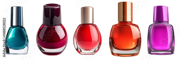 Obraz A set of shiny nail polish bottle with a glossy finish isolated on a transparent background