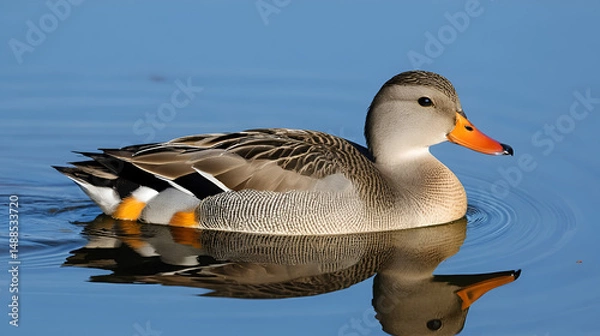 Fototapeta Kaczka krakwa, The gadwall, Mareca strepera