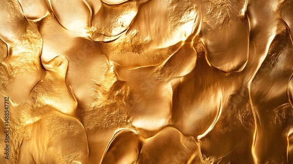 Fototapeta Golden Texture Abstract Background with Waves and Light Reflection