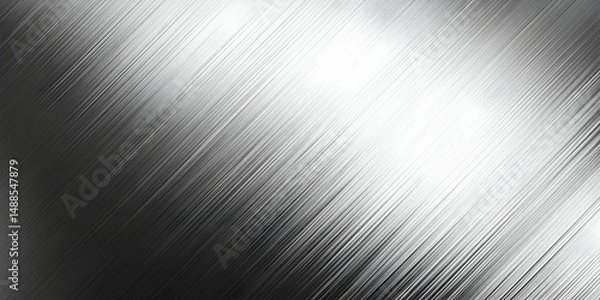 Fototapeta Abstract Silver Metallic Background with Linear Texture and Light