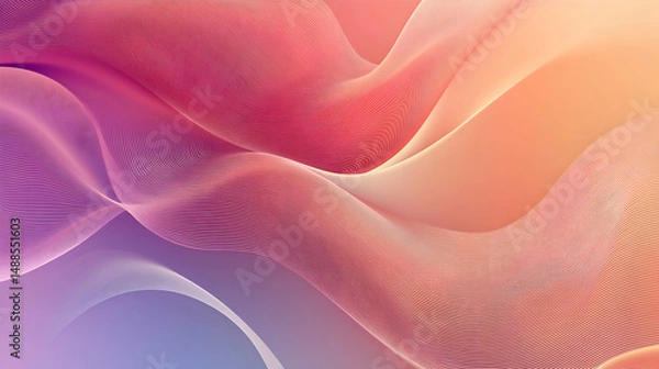 Fototapeta Soft flowing abstract waves in pastel colors and smooth gradients