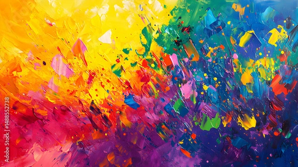 Fototapeta Vibrant Abstract Painting with Colorful Brush Strokes and Splashes