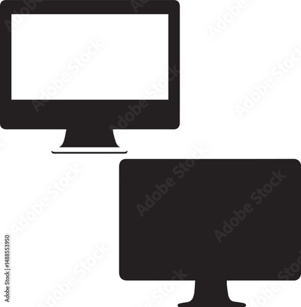 Fototapeta Silhouette a Desktop Computer black flat