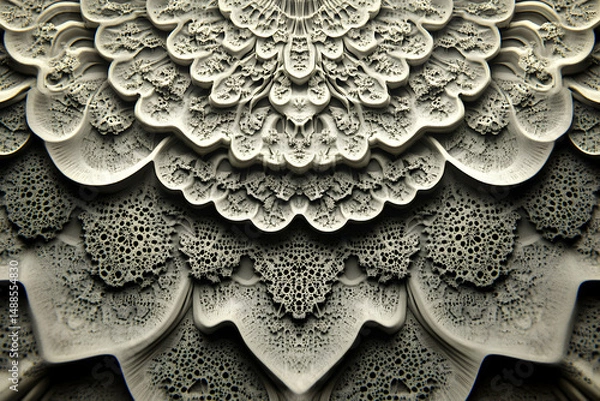 Fototapeta Intricate Grey Textured Abstract Pattern with Organic Shapes