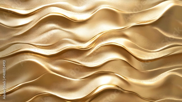 Fototapeta Elegant Golden Waves Undulating Across Smooth Textured Surface