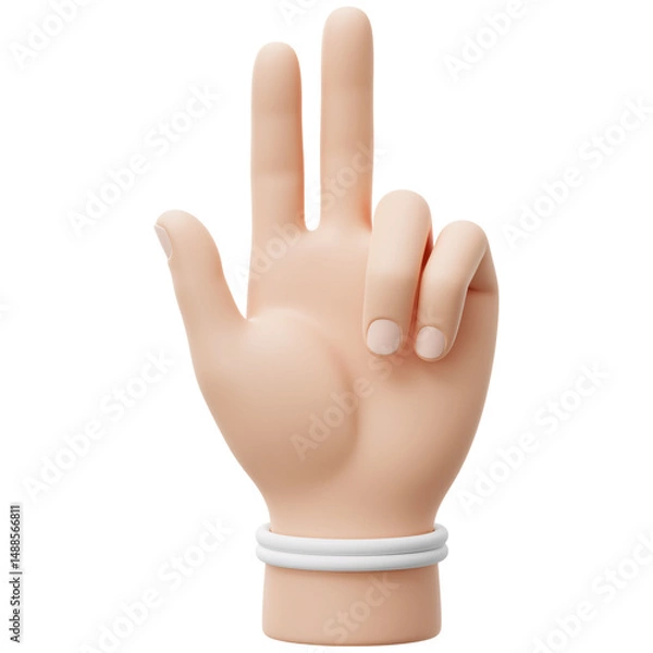 Fototapeta Cartoon hand showing number two isolated on a transparent background