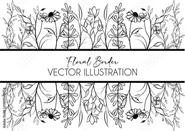 Obraz Decorative Floral Border for  Title Name Border