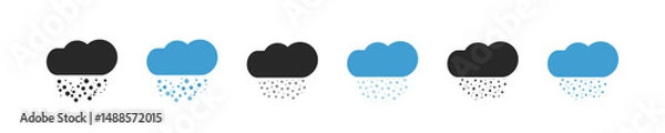 Fototapeta Seasons icon set. Cloud icons in vector design style. Cloud with rain and snow graphic symbol. Rainstorm pictogram