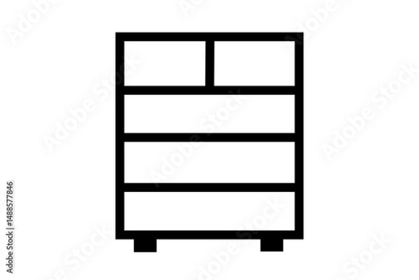 Obraz black outline of a dresser with drawers isolated on a white background
