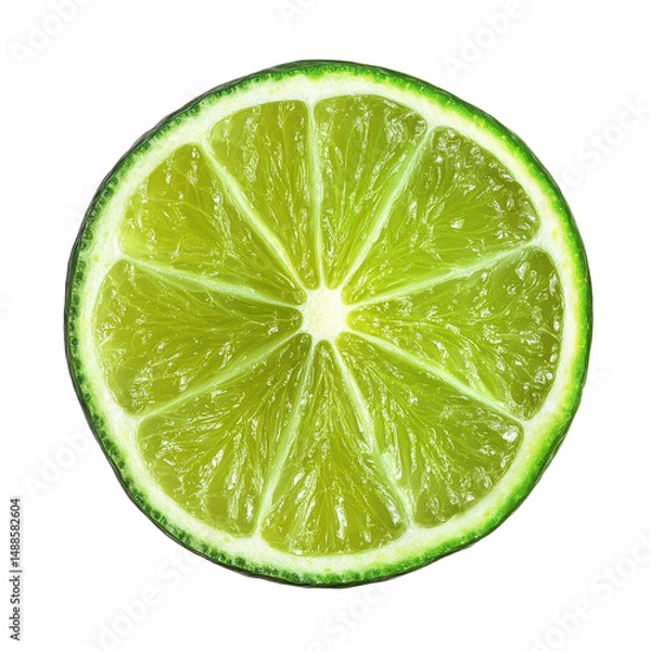Fototapeta Fresh lime half and slice displaying vibrant green color and juicy texture isolated on Transparent background, Natural fresh lime half and slice isolated, isolated on PNG background