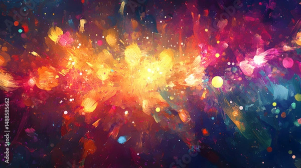 Fototapeta Colorful Abstract Explosion of Light and Energy in Dark Background